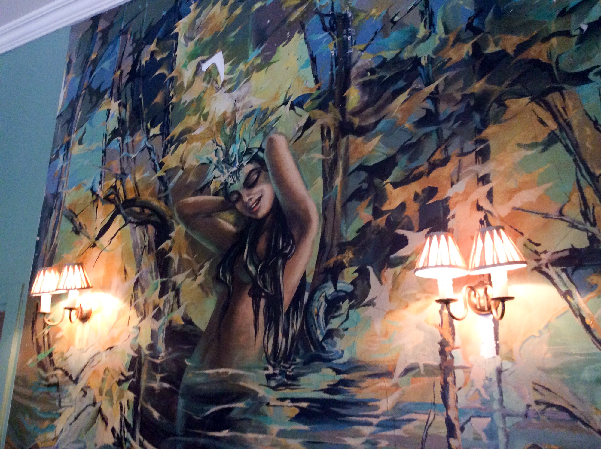Restaurant Chez Gervais Chenecey La Vouivre fresque originale peinte sur le mur